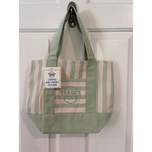 Trader Joe's 2026 Spring Stripe Mini Tote Bag Green NEW NWT